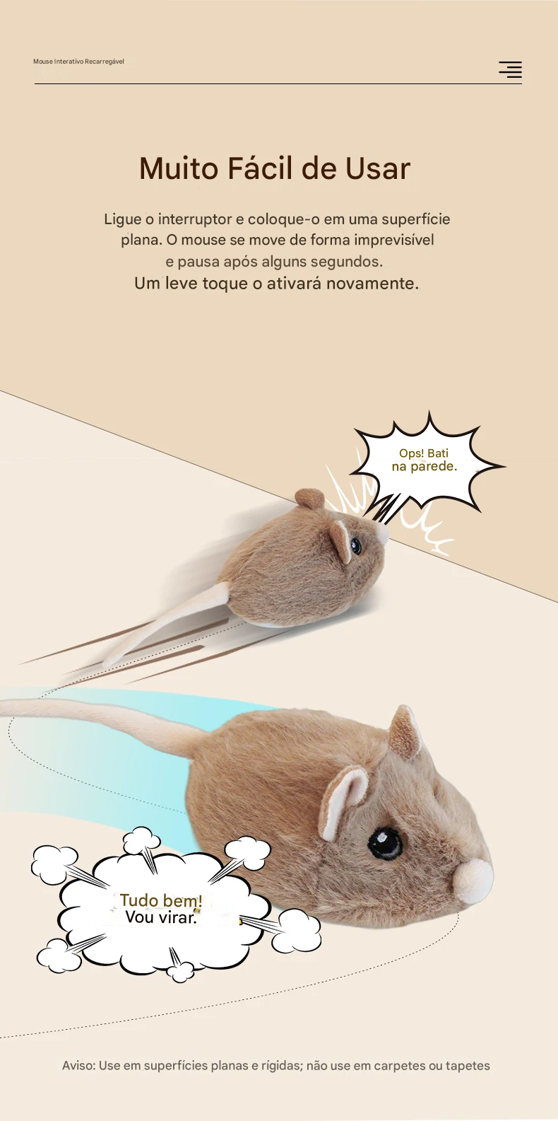 Brinquedo rato el&eacute;trico - modo de uso e recursos